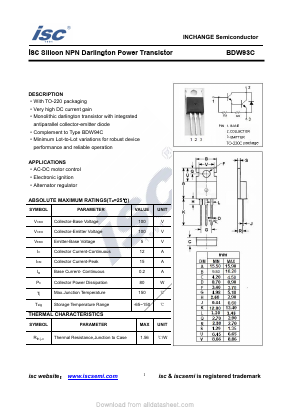 BDW93C Datasheet PDF Inchange Semiconductor