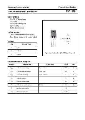 2SD1878 Datasheet PDF Inchange Semiconductor