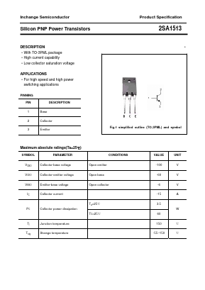 2SA1513 Datasheet PDF Inchange Semiconductor