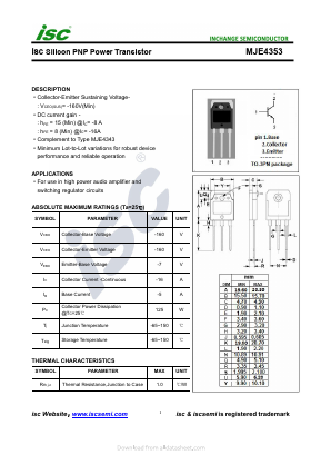 MJE4353 Datasheet PDF Inchange Semiconductor