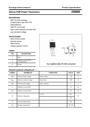 B886 Datasheet PDF Inchange Semiconductor