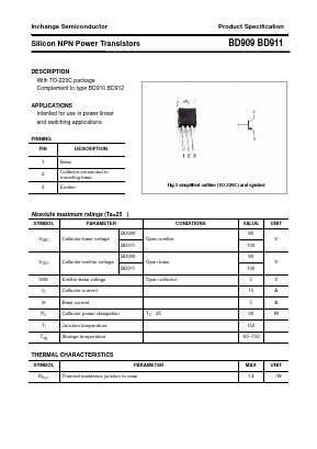 BD909 Datasheet PDF Inchange Semiconductor