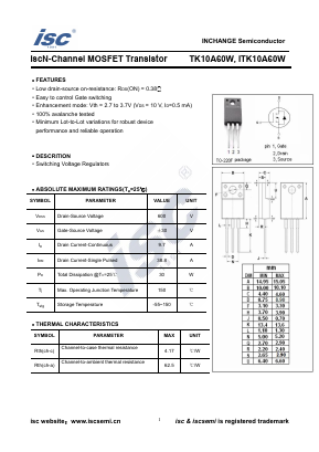 TK10A60W Datasheet PDF Inchange Semiconductor