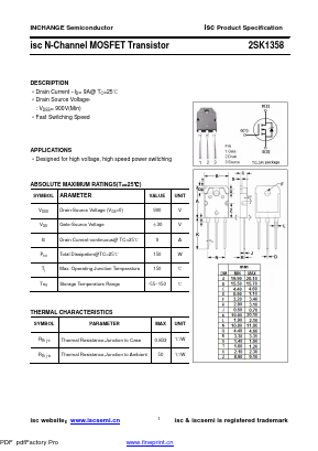2SK135 Datasheet PDF Inchange Semiconductor