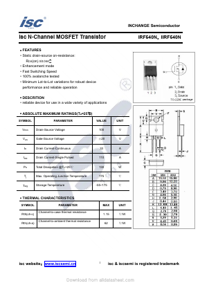 IRF540N Datasheet PDF Inchange Semiconductor