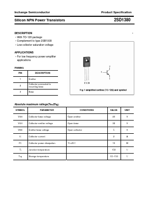 2SD1380 Datasheet PDF Inchange Semiconductor