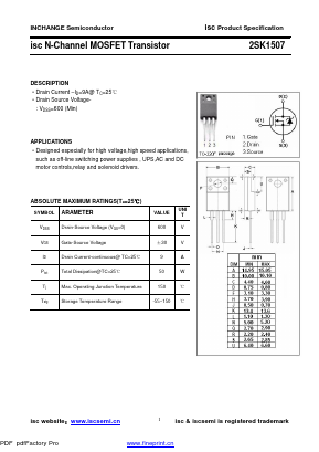 2SK1507 Datasheet PDF Inchange Semiconductor