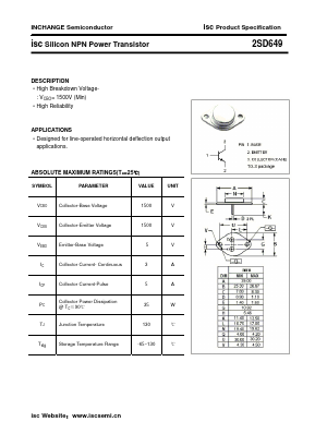 2SD649 Datasheet PDF Inchange Semiconductor