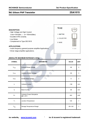 A1015 Datasheet PDF Inchange Semiconductor
