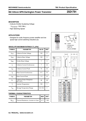 2SD1791 Datasheet PDF Inchange Semiconductor