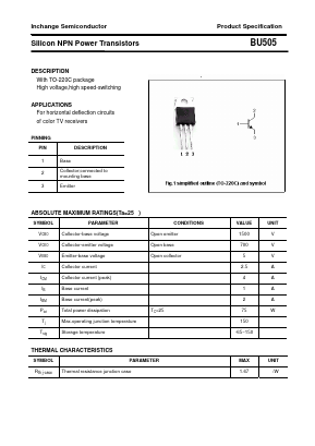 BU505 Datasheet PDF Inchange Semiconductor