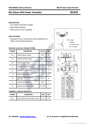 BUX25 Datasheet PDF Inchange Semiconductor