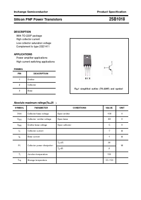 B1018 Datasheet PDF Inchange Semiconductor