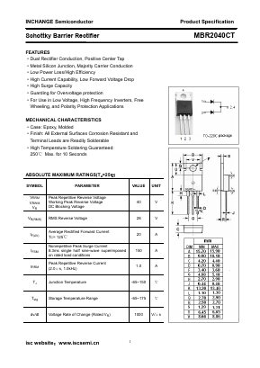 MBR2040CT Datasheet PDF Inchange Semiconductor
