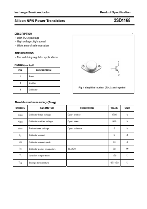 2SD1168 Datasheet PDF Inchange Semiconductor