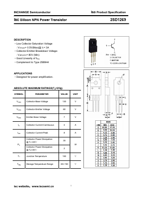 2SD1269 Datasheet PDF Inchange Semiconductor