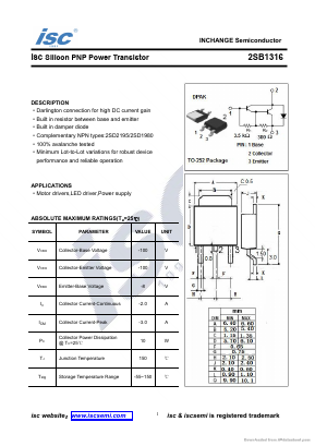 2SB1316 Datasheet PDF Inchange Semiconductor