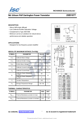 2SB1077 Datasheet PDF Inchange Semiconductor