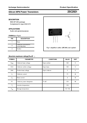 2SC2921 Datasheet PDF Inchange Semiconductor