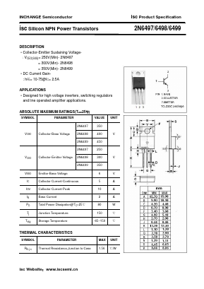 2N6497 Datasheet PDF Inchange Semiconductor
