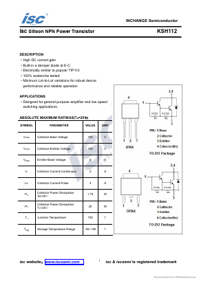 KSH112 Datasheet PDF Inchange Semiconductor