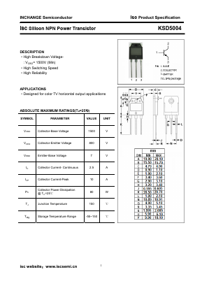KSD5004 Datasheet PDF Inchange Semiconductor