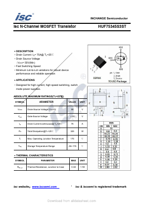 HUF75345S3ST Datasheet PDF Inchange Semiconductor