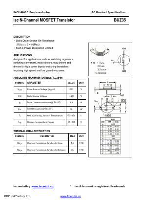BUZ35 Datasheet PDF Inchange Semiconductor