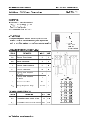 MJF45H11 Datasheet PDF Inchange Semiconductor