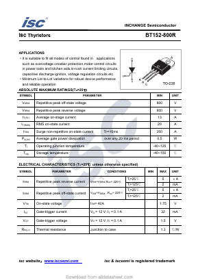 BT152-800R Datasheet PDF Inchange Semiconductor