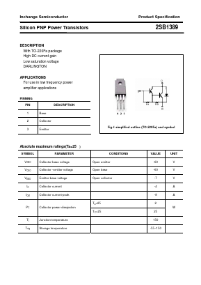 2SB1389 Datasheet PDF Inchange Semiconductor