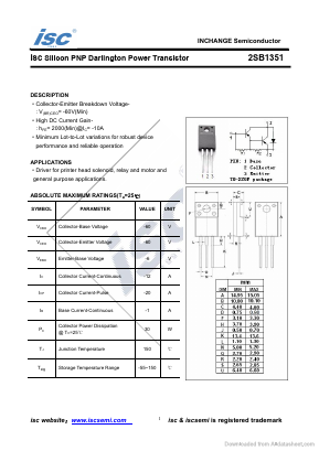 B1351 Datasheet PDF Inchange Semiconductor