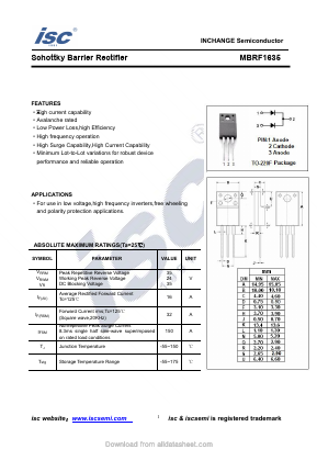 MBRF1635 Datasheet PDF Inchange Semiconductor