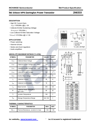 2N6533 Datasheet PDF Inchange Semiconductor