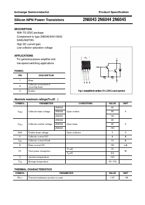 2N6043 Datasheet PDF Inchange Semiconductor