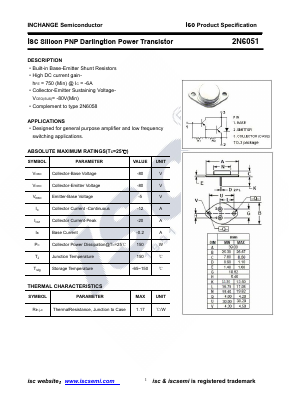 2N6051 Datasheet PDF Inchange Semiconductor