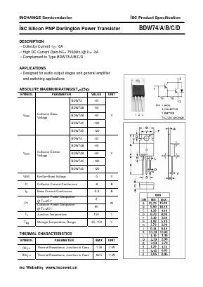 BDW74B Datasheet PDF Inchange Semiconductor