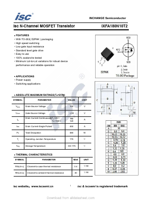 IXFA180N10T2 Datasheet PDF Inchange Semiconductor