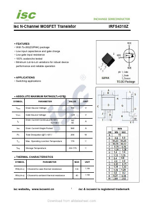 IRFS4310Z Datasheet PDF Inchange Semiconductor