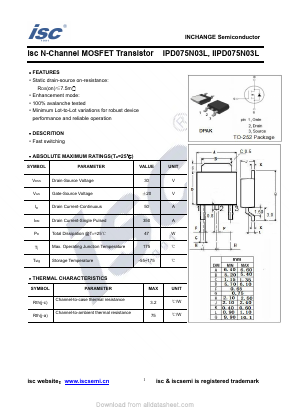 IPD075N03L Datasheet PDF Inchange Semiconductor