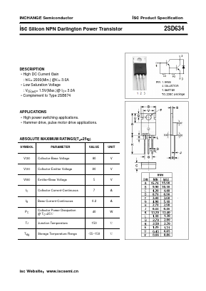D634 Datasheet PDF Inchange Semiconductor