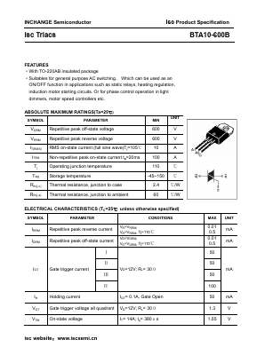 BTA10-600B Datasheet PDF Inchange Semiconductor