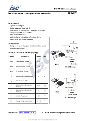 MJD117 Datasheet PDF Inchange Semiconductor