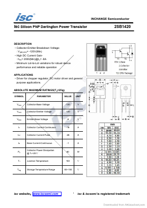 2SB1420 Datasheet PDF Inchange Semiconductor