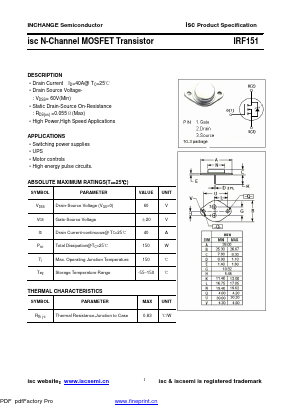 IRF151 Datasheet PDF Inchange Semiconductor