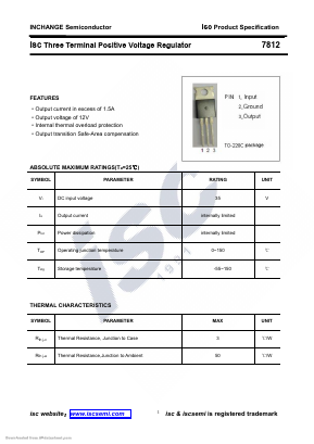 7812 Datasheet PDF Inchange Semiconductor