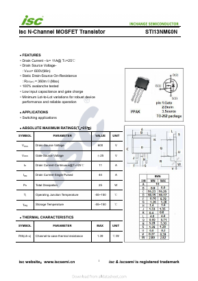 STI13NM60N Datasheet PDF Inchange Semiconductor