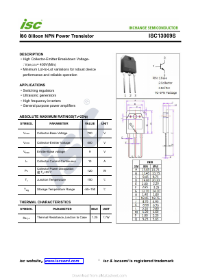 ISC13009S Datasheet PDF Inchange Semiconductor