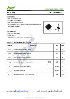 BTA225B-800BT Datasheet PDF Inchange Semiconductor