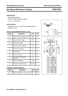 BUS133H Datasheet PDF Inchange Semiconductor